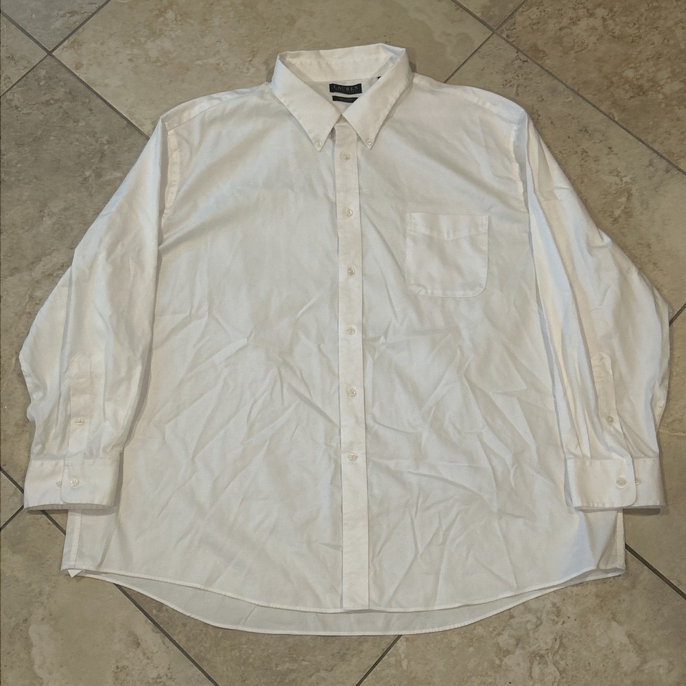 Lauren Ralph Lauren Black Label Shirt M 4XL White Solid Long Sleeve Button Down - Picture 2 of 10